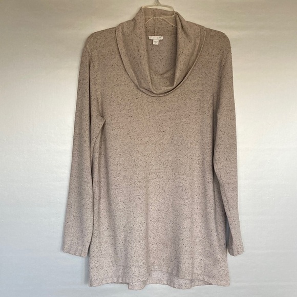 J Jill Silk Blend Heather Beige Cowl Neck Long Sleeve Sweater Size M - Picture 1 of 7